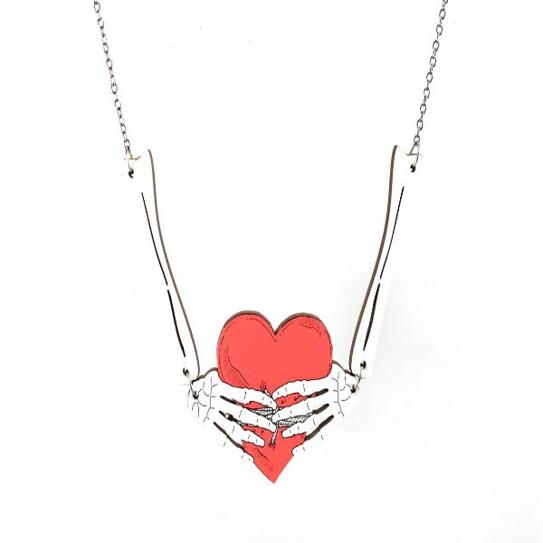 Bone Heart Locket Necklace