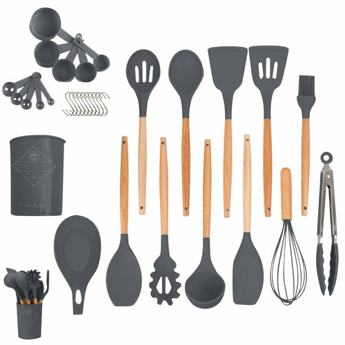 33Pcs Silicone Kitchen Utensils Set Non-Stick Cookware for Kitchen