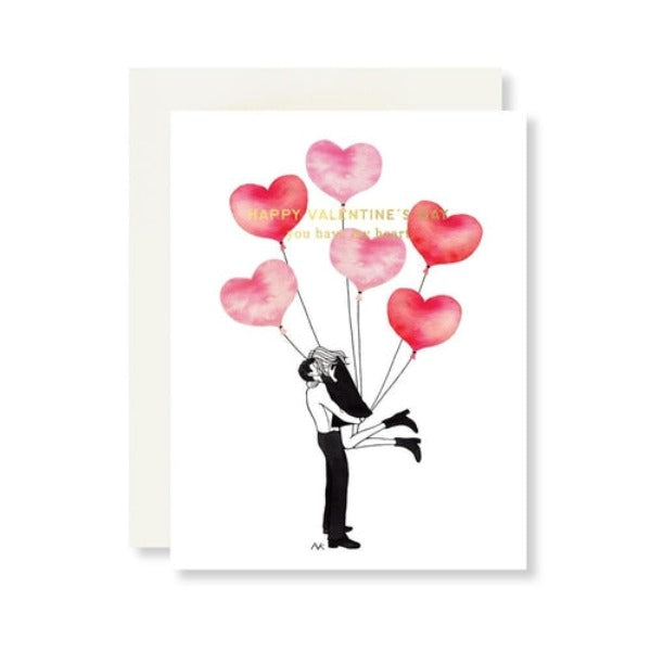 Fashion Illustration Pink Balloons Valentines Card