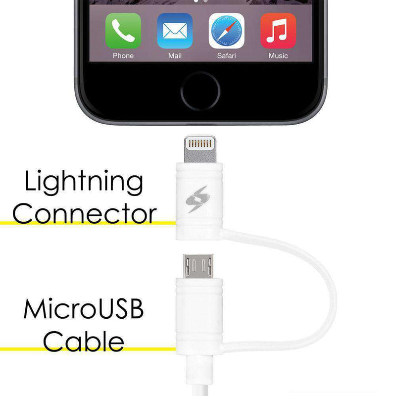 Amzer Apple MFi Certified 2-1 Sync & Charge Lightning cable with micro