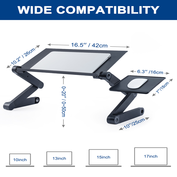 Adjustable Laptop Stand Laptop Desk with 2 CPU Cooling USB Fans