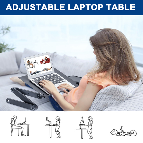 Adjustable Laptop Stand Laptop Desk with 2 CPU Cooling USB Fans