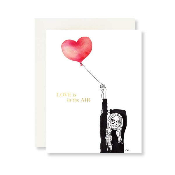 Love in the Air Fashion Illustration Heart Balloon Card
